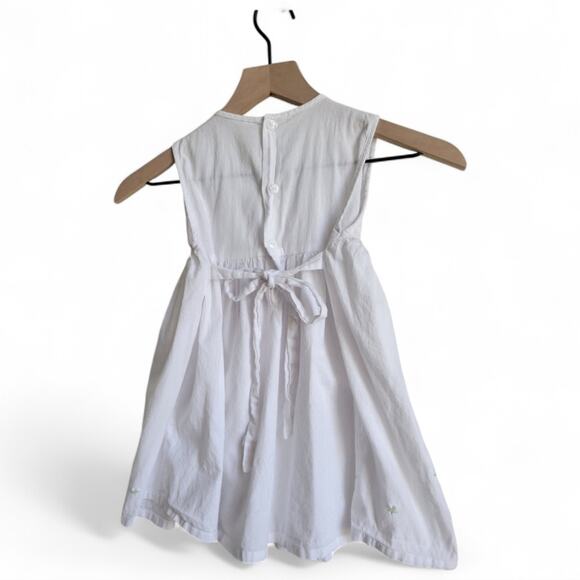 Handmade Cotton Embroidered Floral Dress with Smocking Size 4T White - Picture 5 of 5